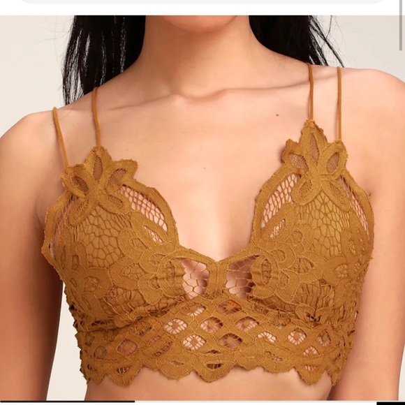 Free People Adella Gold Lace Bralette - Picture 1 of 5